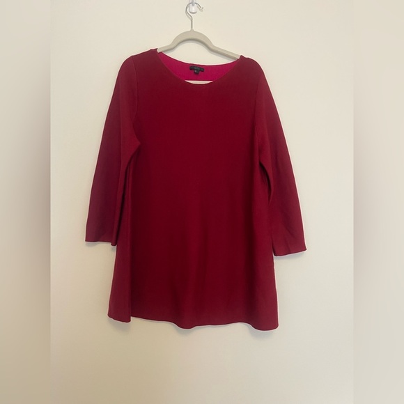 COS Burgundy Wool Straight Mod Dress Large minimalist neutral quiet luxury - Picture 2 of 7